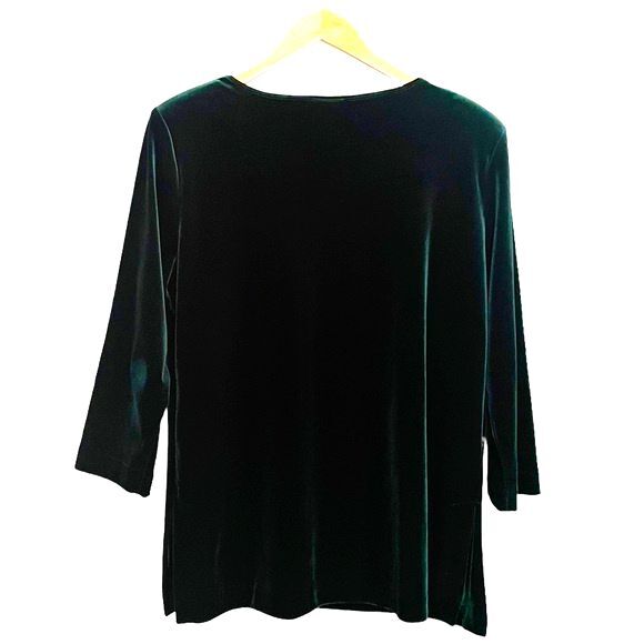 R&M Richards Women's Size 12 Vintage Pine Green Velour Tunic 90s Festive Holiday - Picture 2 of 9